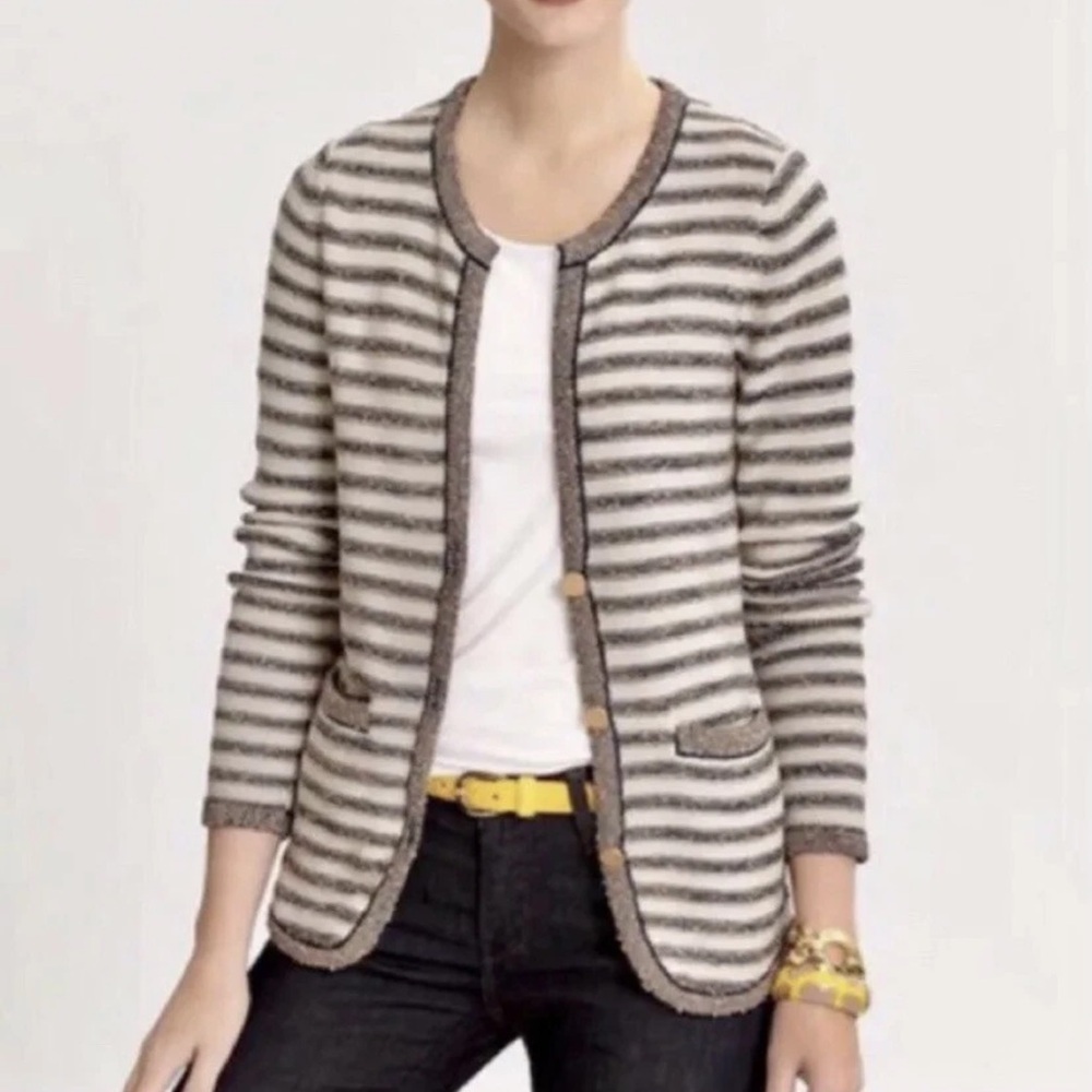 Banana Republic Striped Women's Sweater - Navy white and gold